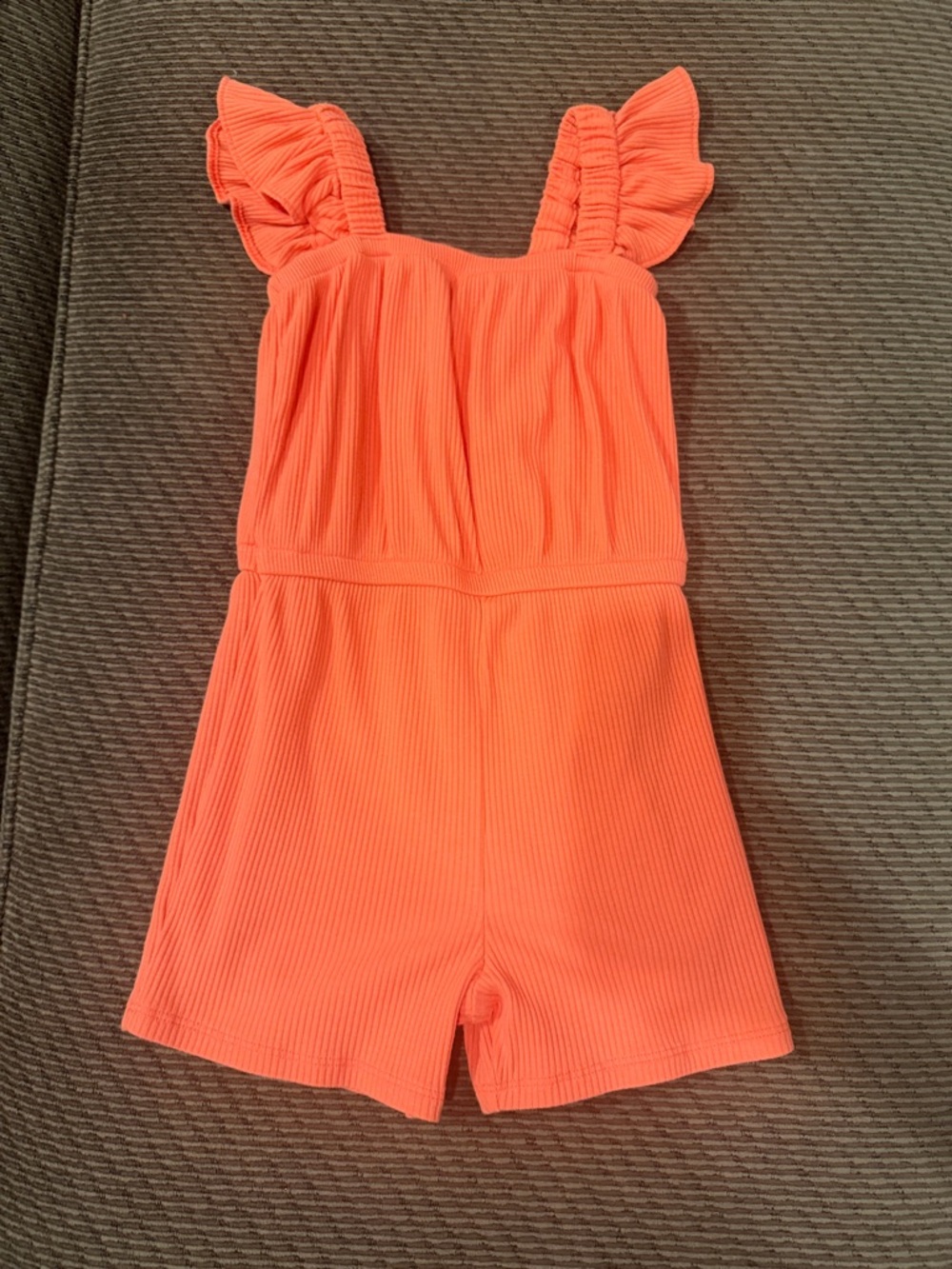 Old Navy Coral Ruffle-Shoulder Knit Romper